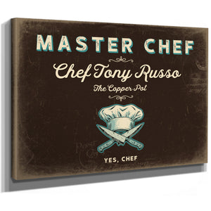 Personalized Master Chef Sign, Yes, Chef, Espresso & Turquoise, image 8