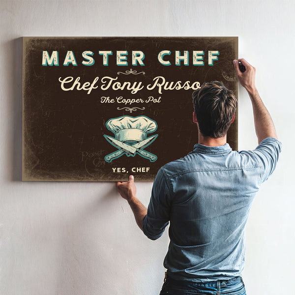 Personalized Master Chef Sign, Yes, Chef, Espresso & Turquoise, image 9