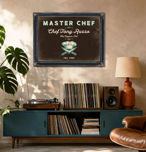 Personalized Master Chef Sign, Yes, Chef, Espresso & Turquoise, image 20