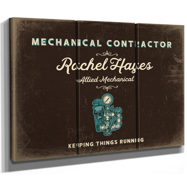 Personalized Mechanical Contractor Sign, Keeping Things Running, Espresso & Turquoise, image 14