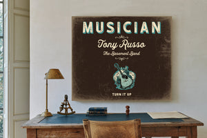 Personalized Musician Sign, Turn It Up, Espresso & Turquoise, image 2