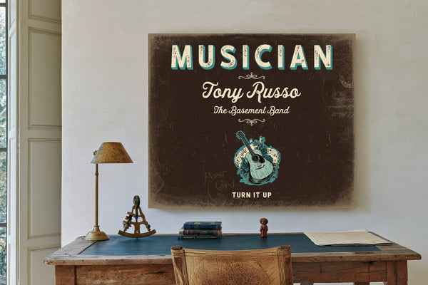 Personalized Musician Sign, Turn It Up, Espresso & Turquoise, image 2