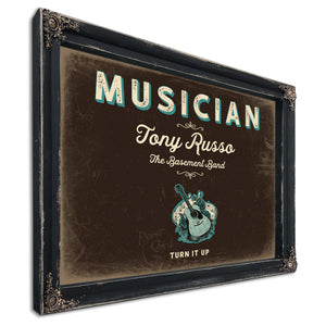 Personalized Musician Sign, Turn It Up, Espresso & Turquoise, image 1
