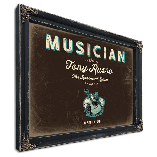 Personalized Musician Sign, Turn It Up, Espresso & Turquoise, image 1