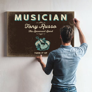 Personalized Musician Sign, Turn It Up, Espresso & Turquoise, image 9