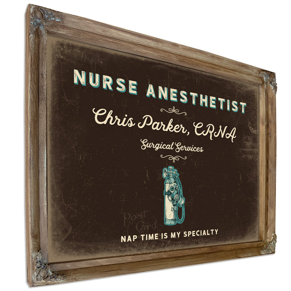 Personalized Nurse Anesthetist Sign, Nap Time Is My Specialty, Espresso & Turquoise, image 6