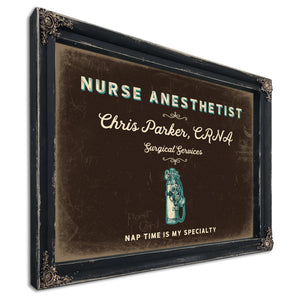 Personalized Nurse Anesthetist Sign, Nap Time Is My Specialty, Espresso & Turquoise, image 1