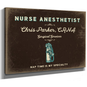 Personalized Nurse Anesthetist Sign, Nap Time Is My Specialty, Espresso & Turquoise, image 8