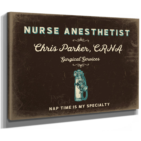 Personalized Nurse Anesthetist Sign, Nap Time Is My Specialty, Espresso & Turquoise, image 8
