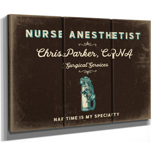 Personalized Nurse Anesthetist Sign, Nap Time Is My Specialty, Espresso & Turquoise, image 14