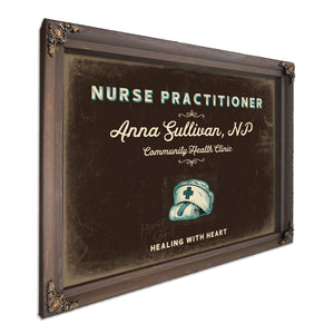 Personalized Nurse Practitioner Sign, Healing With Heart, Espresso & Turquoise, image 7
