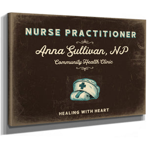 Personalized Nurse Practitioner Sign, Healing With Heart, Espresso & Turquoise, image 8
