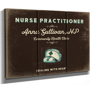 Personalized Nurse Practitioner Sign, Healing With Heart, Espresso & Turquoise, image 14