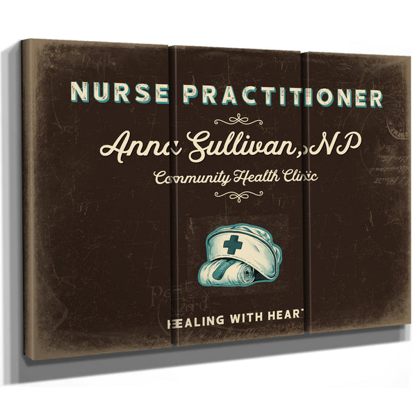 Personalized Nurse Practitioner Sign, Healing With Heart, Espresso & Turquoise, image 14