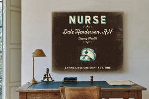 Personalized Nurse Sign, Saving Lives One Shift at a Time, Espresso & Turquoise, image 2