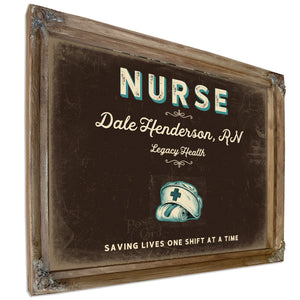 Personalized Nurse Sign, Saving Lives One Shift at a Time, Espresso & Turquoise, image 6