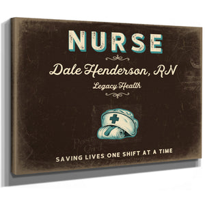 Personalized Nurse Sign, Saving Lives One Shift at a Time, Espresso & Turquoise, image 8