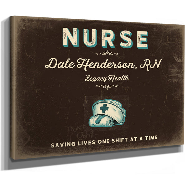 Personalized Nurse Sign, Saving Lives One Shift at a Time, Espresso & Turquoise, image 8