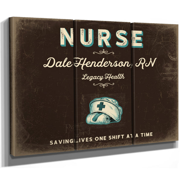 Personalized Nurse Sign, Saving Lives One Shift at a Time, Espresso & Turquoise, image 14