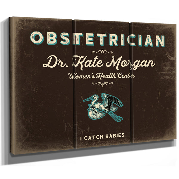 Personalized Obstetrician Sign, I Catch Babies, Espresso & Turquoise, image 14