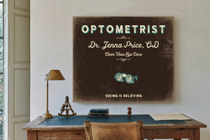 Personalized Optometrist Sign, Seeing Is Believing, Espresso & Turquoise, image 2