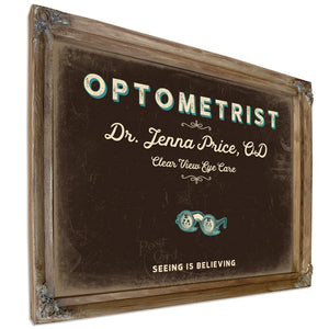 Personalized Optometrist Sign, Seeing Is Believing, Espresso & Turquoise, image 6