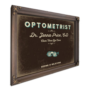 Personalized Optometrist Sign, Seeing Is Believing, Espresso & Turquoise, image 7