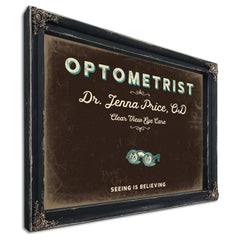 Personalized Optometrist Sign, Seeing Is Believing, Espresso & Turquoise, image 1