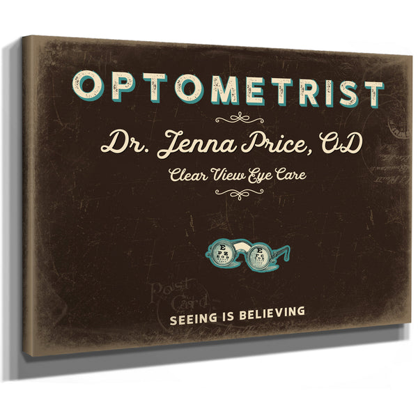 Personalized Optometrist Sign, Seeing Is Believing, Espresso & Turquoise, image 8