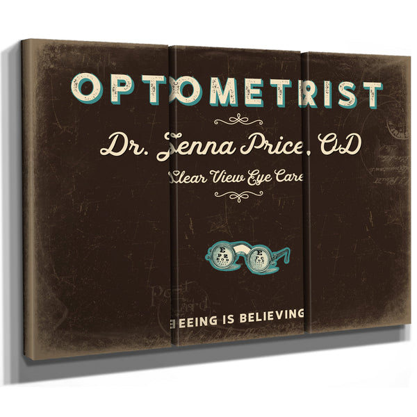 Personalized Optometrist Sign, Seeing Is Believing, Espresso & Turquoise, image 14