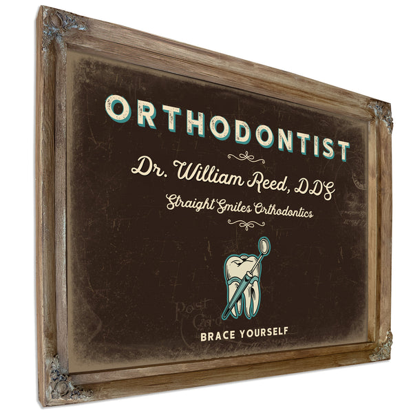 Personalized Orthodontist Sign, Brace Yourself, Espresso & Turquoise, image 6