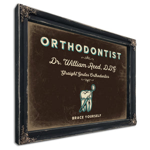 Personalized Orthodontist Sign, Brace Yourself, Espresso & Turquoise, image 1