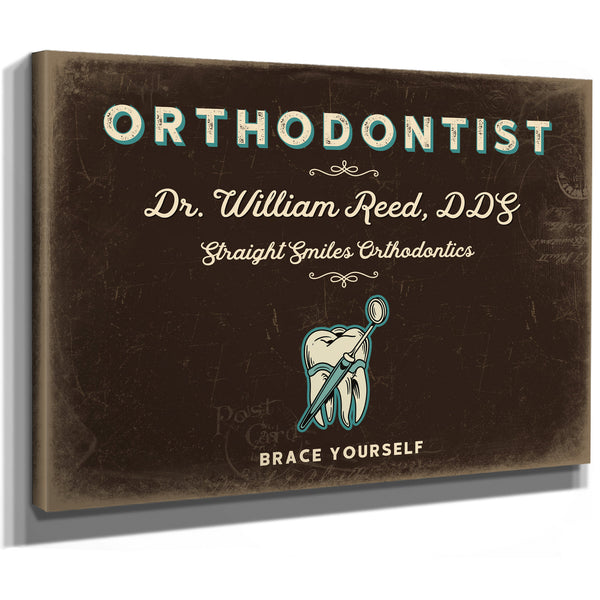 Personalized Orthodontist Sign, Brace Yourself, Espresso & Turquoise, image 8