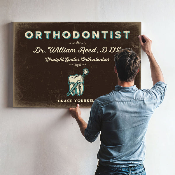 Personalized Orthodontist Sign, Brace Yourself, Espresso & Turquoise, image 9