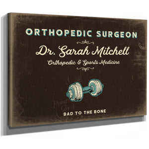Personalized Orthopedic Surgeon Sign, Bad to the Bone, Espresso & Turquoise, image 8