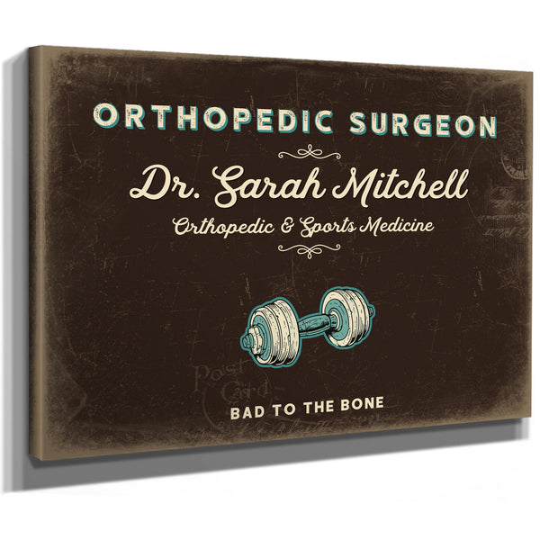 Personalized Orthopedic Surgeon Sign, Bad to the Bone, Espresso & Turquoise, image 8