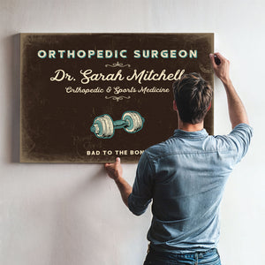 Personalized Orthopedic Surgeon Sign, Bad to the Bone, Espresso & Turquoise, image 9