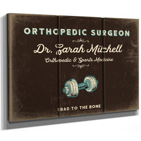 Personalized Orthopedic Surgeon Sign, Bad to the Bone, Espresso & Turquoise, image 14