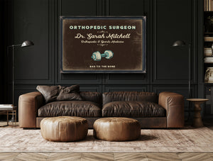 Personalized Orthopedic Surgeon Sign, Bad to the Bone, Espresso & Turquoise, image 17