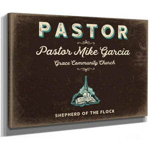 Personalized Pastor Sign, Shepherd of the Flock, Espresso & Turquoise, image 8