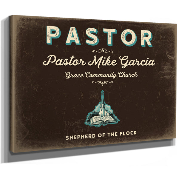 Personalized Pastor Sign, Shepherd of the Flock, Espresso & Turquoise, image 8