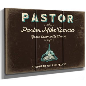 Personalized Pastor Sign, Shepherd of the Flock, Espresso & Turquoise, image 14