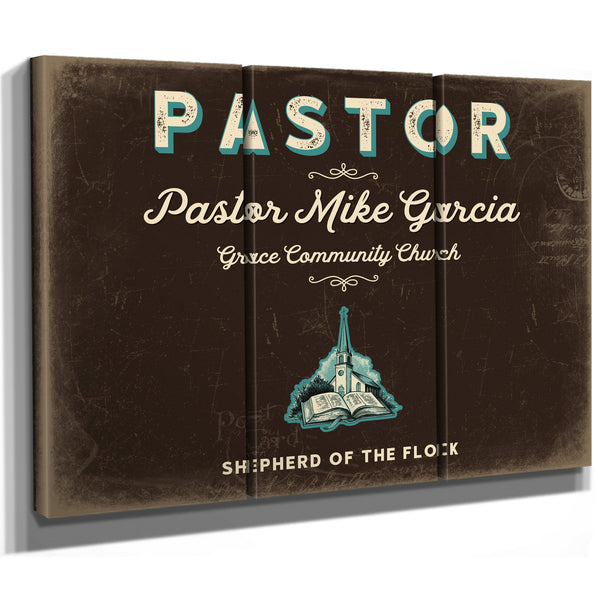Personalized Pastor Sign, Shepherd of the Flock, Espresso & Turquoise, image 14
