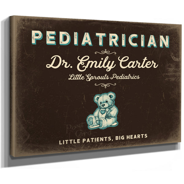 Personalized Pediatrician Sign, Little Patients, Big Hearts, Espresso & Turquoise, image 8