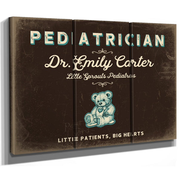 Personalized Pediatrician Sign, Little Patients, Big Hearts, Espresso & Turquoise, image 14