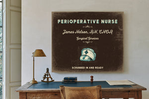 Personalized Perioperative Nurse Sign, Scrubbed In and Ready, Espresso & Turquoise, image 2