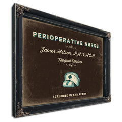 Personalized Perioperative Nurse Sign, Scrubbed In and Ready, Espresso & Turquoise, image 1