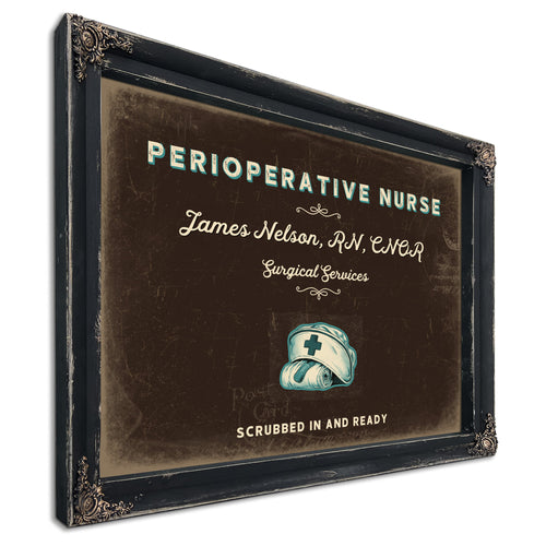 Personalized Perioperative Nurse Sign, Scrubbed In and Ready, Espresso & Turquoise, image 1