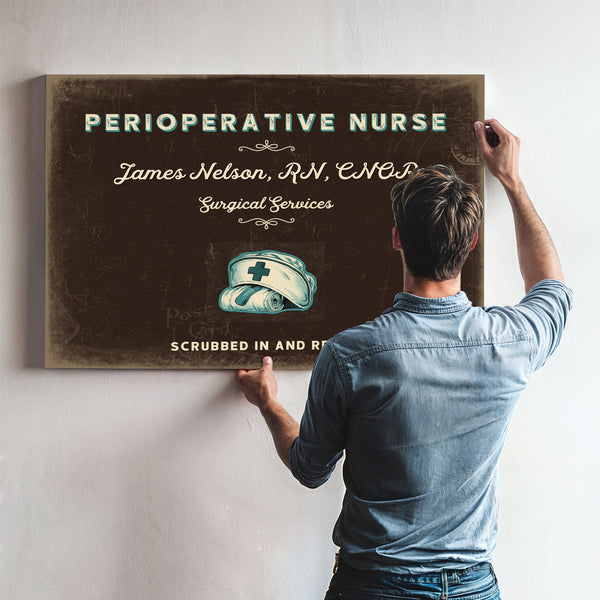Personalized Perioperative Nurse Sign, Scrubbed In and Ready, Espresso & Turquoise, image 9