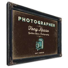 Personalized Photographer Sign, Say Cheese, Espresso & Turquoise, image 1